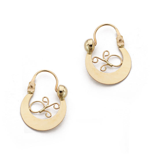 18K PENDIENTES ORO AMARILLO AROS CRIOLLAS. 17X13 MM