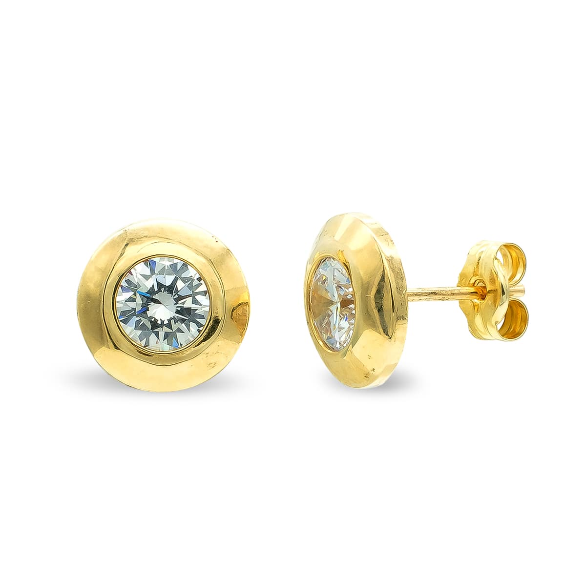 Pendientes 9 mm Circonita 5 mm de oro amarillo 9K