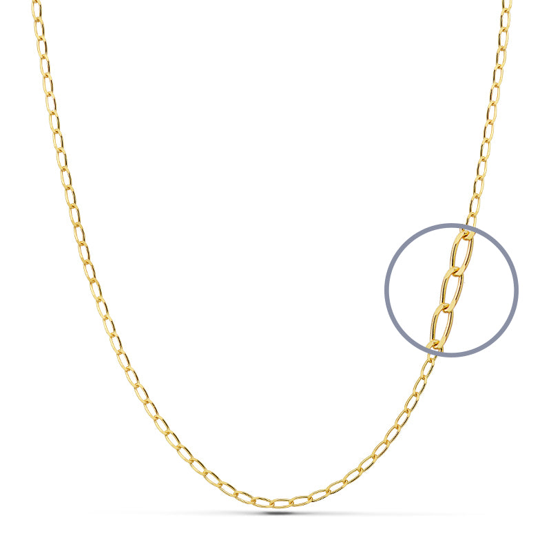 Cadena Bilbao Maciza. Ancho: 2 mm. Largo: 45 cm de oro amarillo 9K