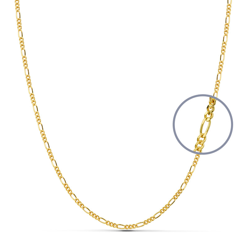 Cadena Cartier 3x1 Maciza. Ancho: 1,3 mm. Largo: 45 cm de oro amarillo 9K