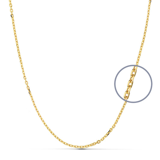 9K CADENA ORO AMARILLO FORZADA MACIZA. ANCHO: 1,5 MM. LARGO: 50 CM