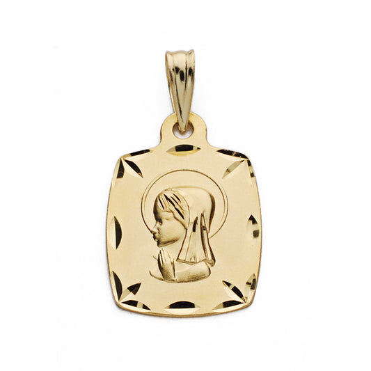Medalla Virgen Niña Tonel 19 x 13 mm de oro amarillo 18K