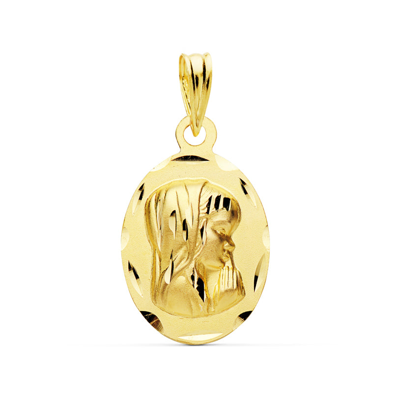 Medalla Virgen Niña19 x 12 mm de oro amarillo 9K