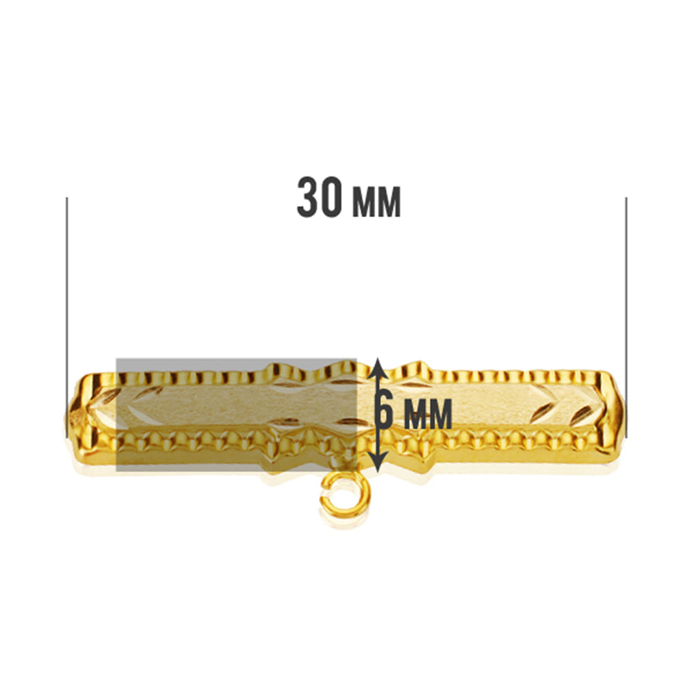 Alfiler Tallado 30 x 6 mm de oro amarillo 9K