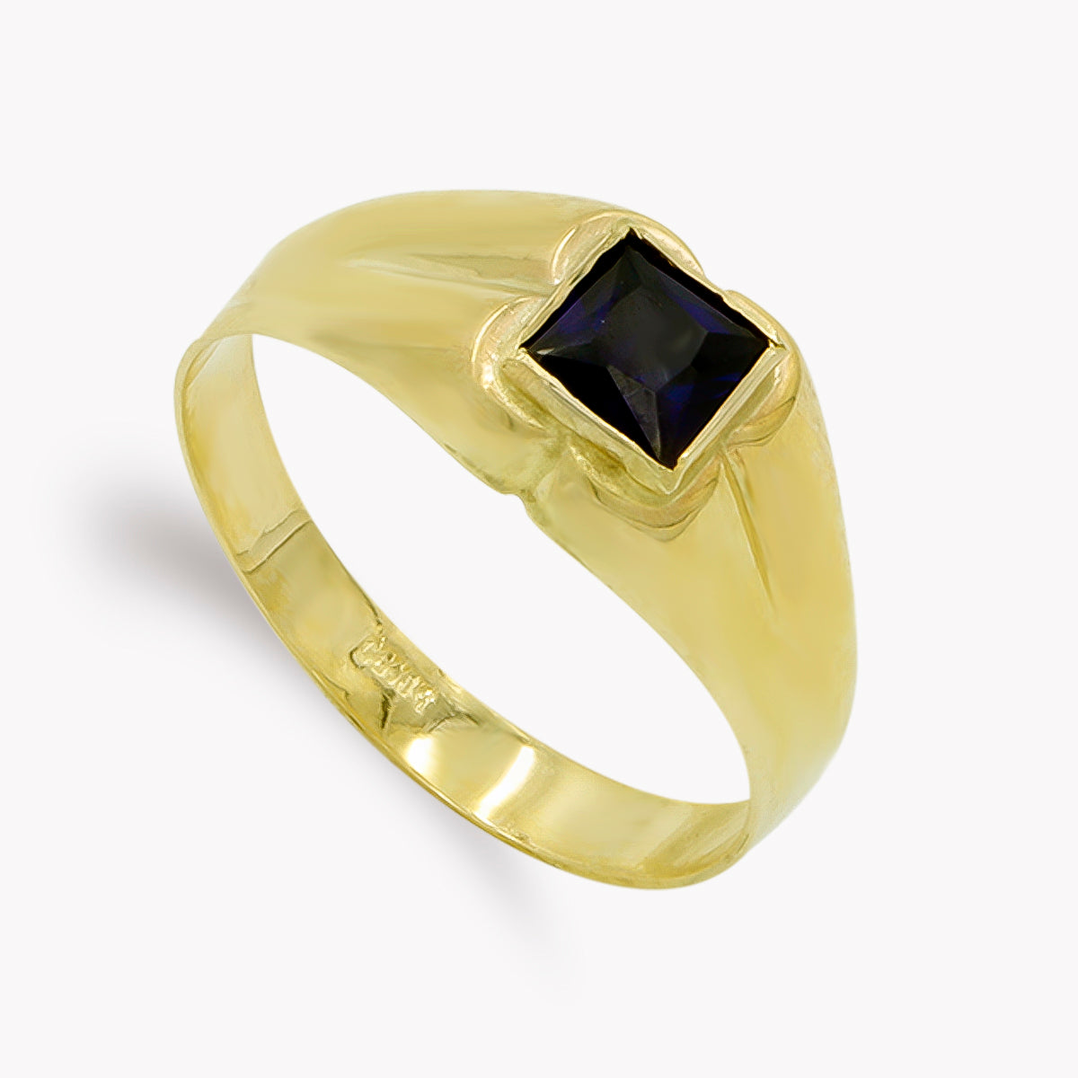Sello Pequeño Piedra Cuadrada 4 mm Azul de oro amarillo 9K