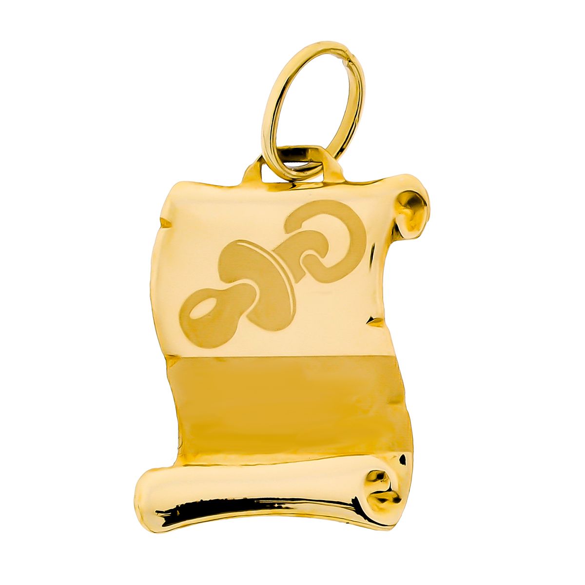 Colgante Colgante Pergamino Chupete Grabado 15 x 11 mm de oro amarillo 9K