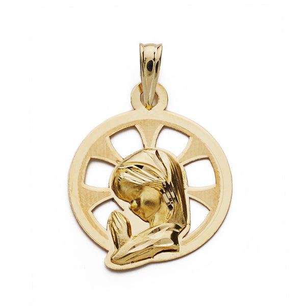 Medalla Virgen Niña Calada 22 x 17 mm de oro amarillo 9K