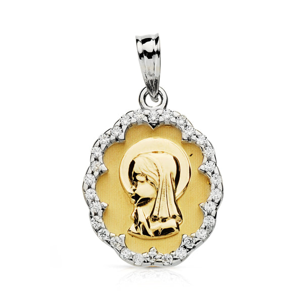 Medalla Virgen Niña Circonita 9K 20 x 14 mm de oro amarillo 9K