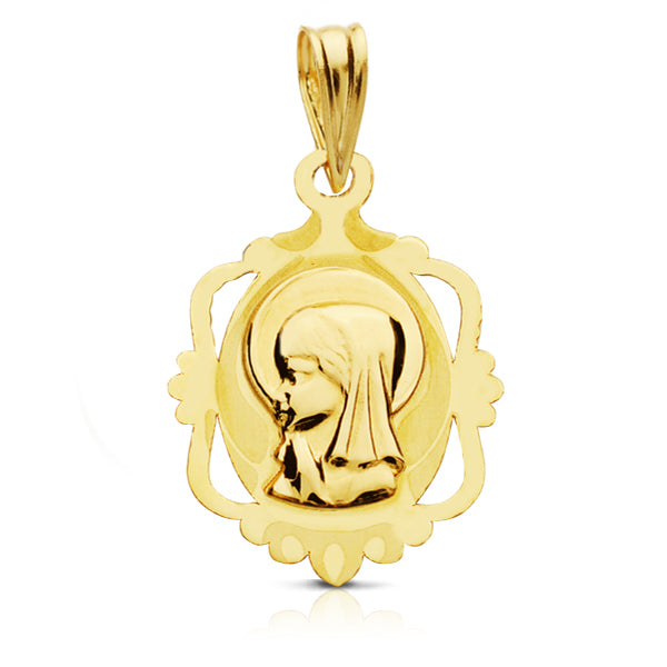 Medalla Virgen Niña 20 x 14 mm de oro amarillo 9K