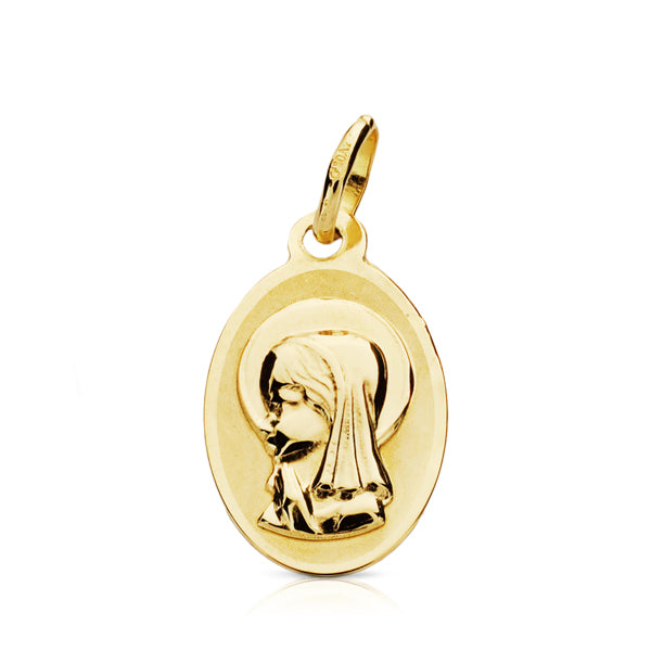 Medalla Virgen Niña Oval. 17 x 10 mm de oro amarillo 9K
