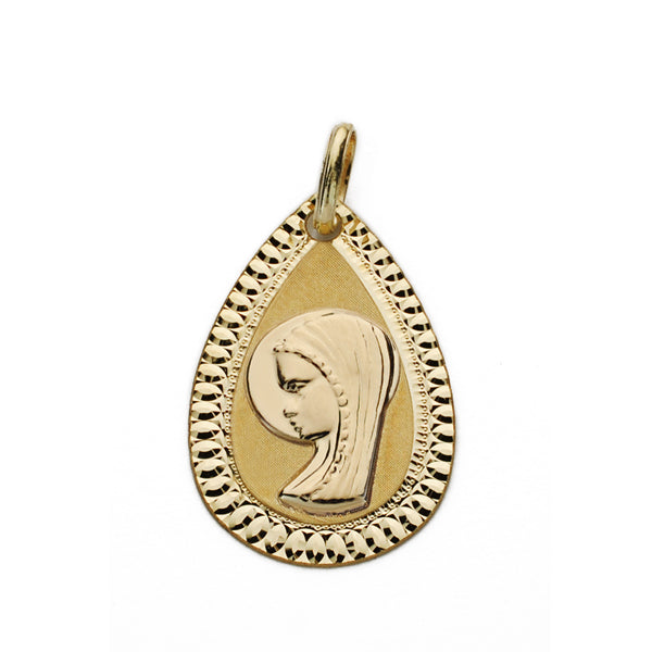18K MEDALLA ORO AMARILLO VIRGEN NIÑA LAGRIMA 20X13 MM