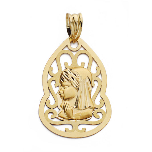 Medalla Virgen Niña Calada 27 x 18 mm de oro amarillo 9K
