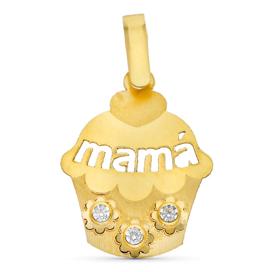 Colgante Amairllo con Circonita Mama Magdalena 19 x 15 mm 9K
