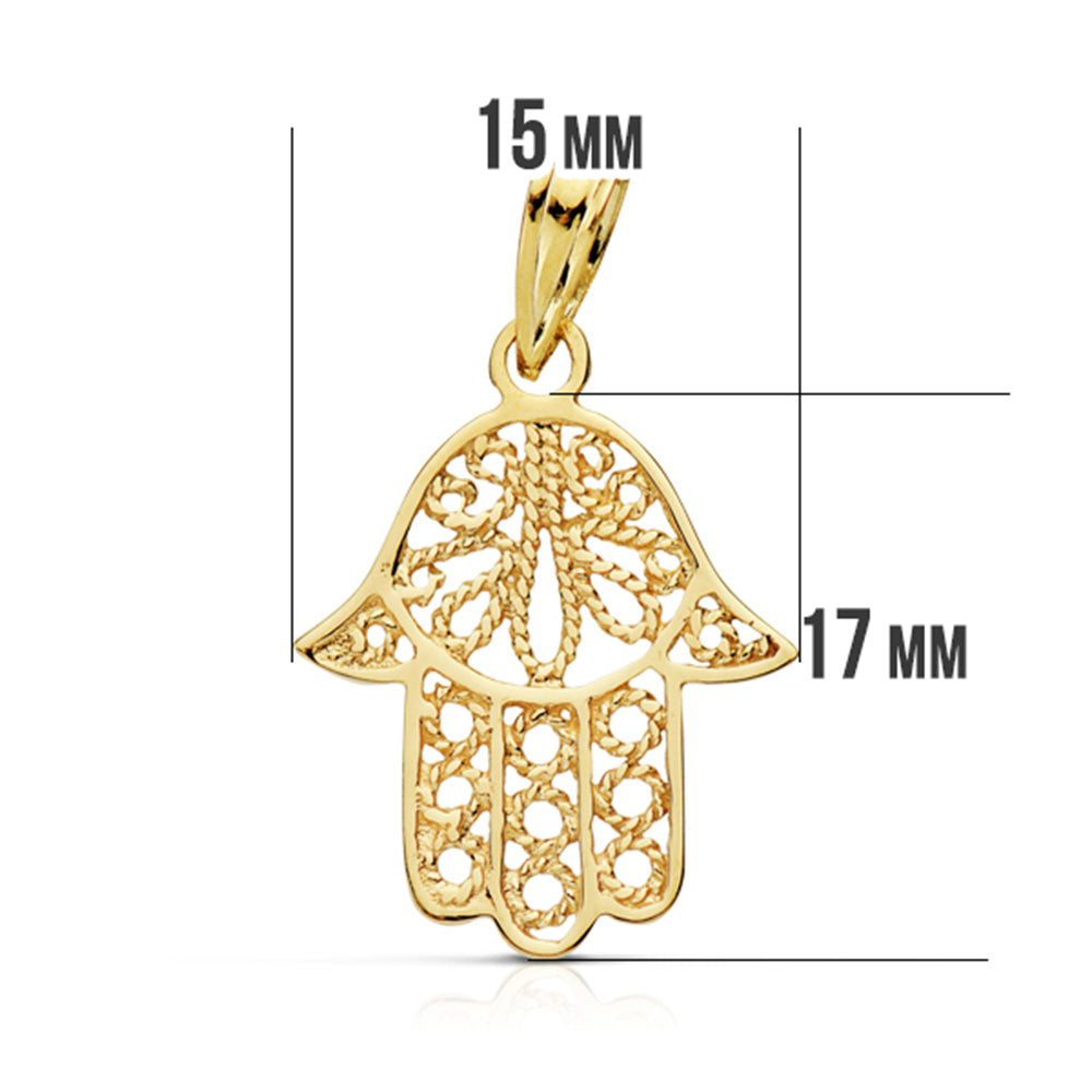Colgante Mano de Fatima 19 x 15 mm de oro amarillo 9K