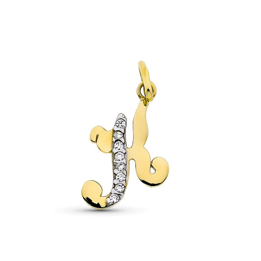 Colgante Letra H con Circonita 15 x 12 mm de oro amarillo 9K