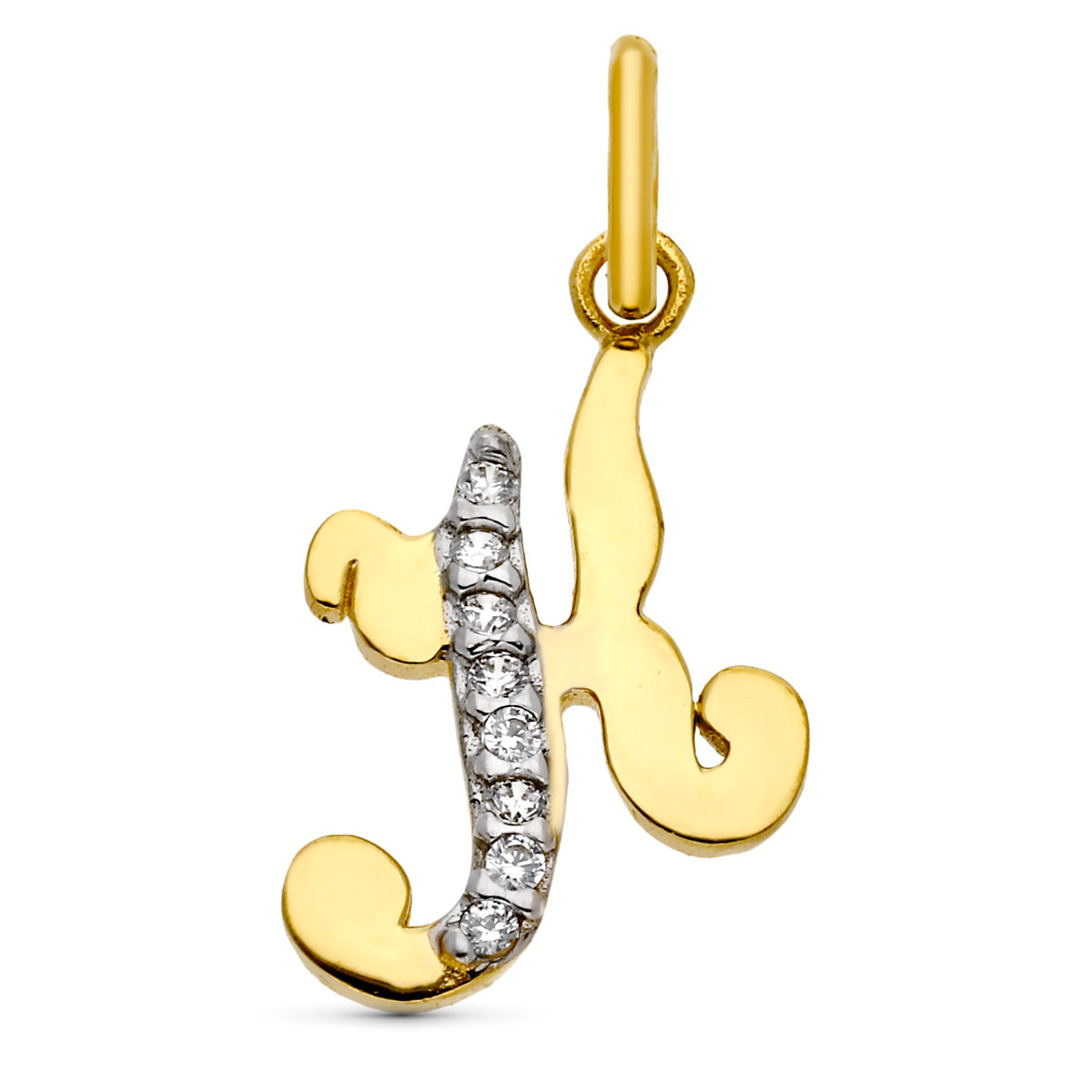 Colgante Letra K con Circonita 15 x 12 mm de oro amarillo 9K