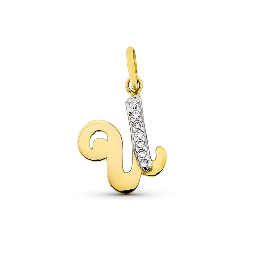 Colgante Letra U con Circonita 15 x 12 mm de oro amarillo 9K