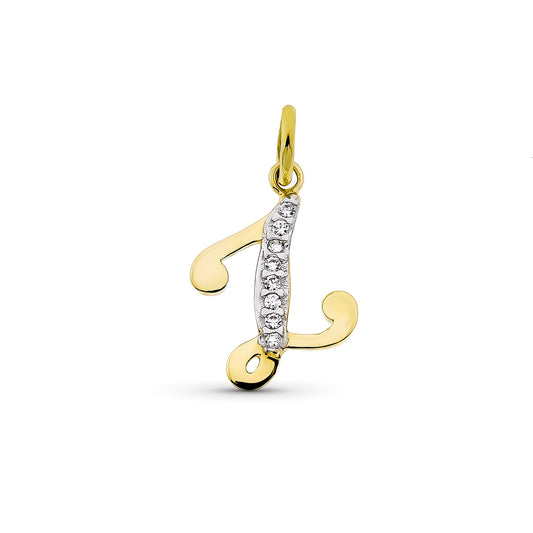Colgante Letra Z con Circonita 15 x 12 mm de oro amarillo 9K