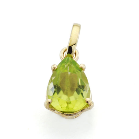 Colgante Lagrima Olivina Natural 1,19 Qts. Medida: 8 x 6 mm de oro amarillo 9K