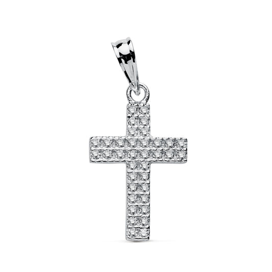 Cruz Circonita 20 x 12 mm de oro blanco 9K