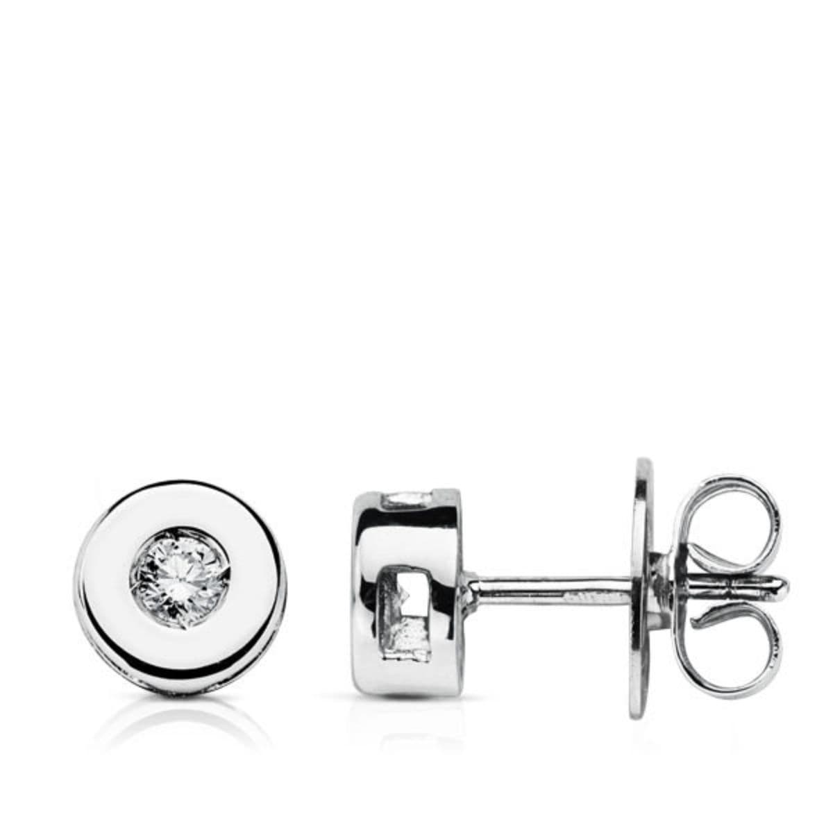Pendientes Chaton Diamante 2.50/h-si 0.cierre presión de oro blanco 9K