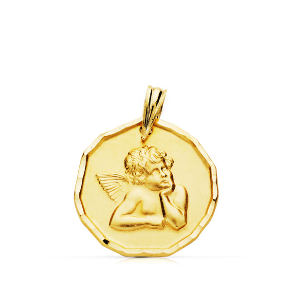 Medalla Angel Burlon 16 mm Ligero de oro amarillo 9K
