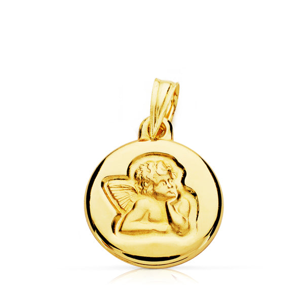 Medalla Angel Burlon 14 mm Ligero de oro amarillo 9K