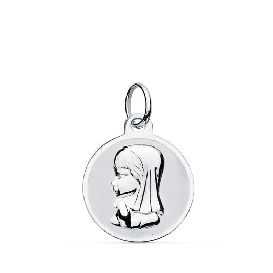 Medalla Blanco Virgen Niña 14 mm de oro amarillo 9K