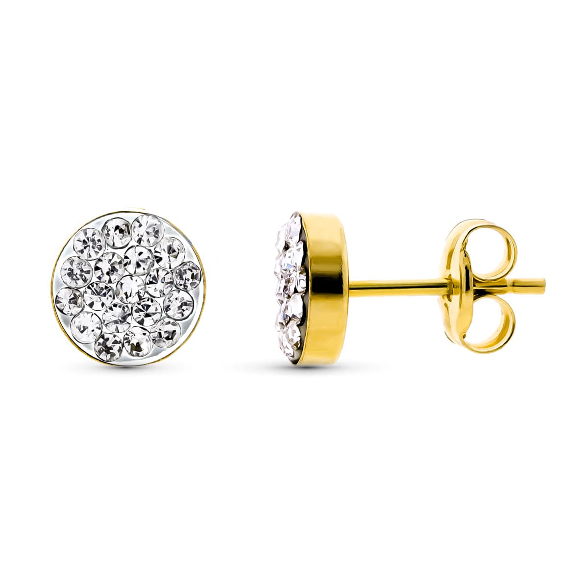 Pendientes Redondos con Circonita 6 mm de oro amarillo 9K
