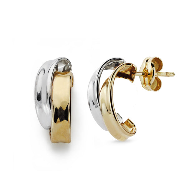 Pendientes Bandas Bicolor 14 x 6 mm 9K