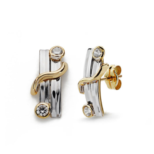 Pendientes Bicolor 15 x 6 mm 9K