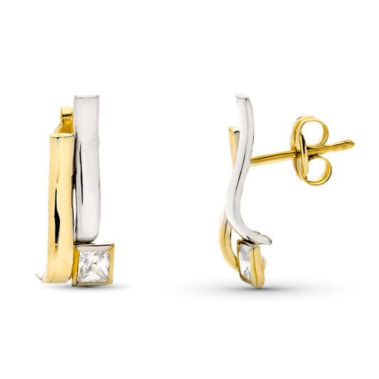 Pendientes Bicolor 15 x 5 mm 9K