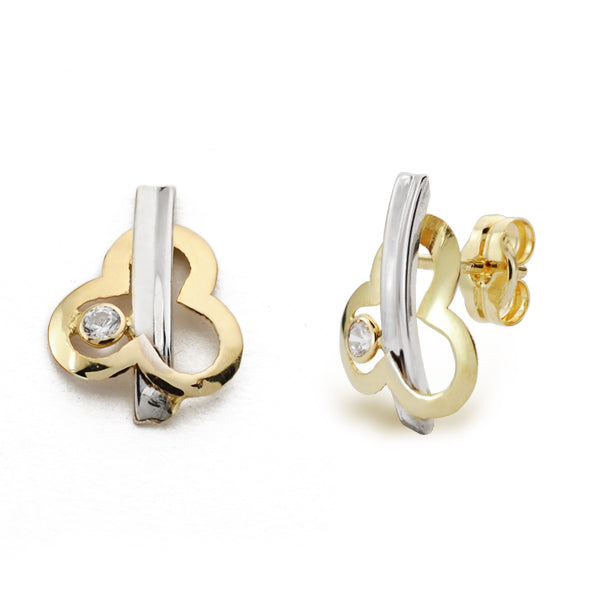 Pendientes Bicolor Circonita 12 x 9 mm 9K