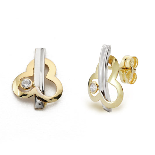 Pendientes Bicolor Circonita 12 x 9 mm 9K