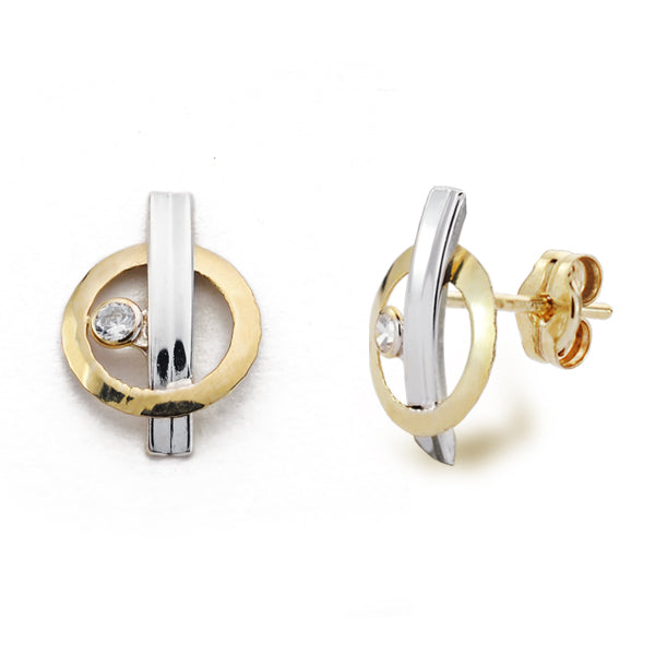 Pendientes Bicolor Circonita 12 x 8 mm 9K