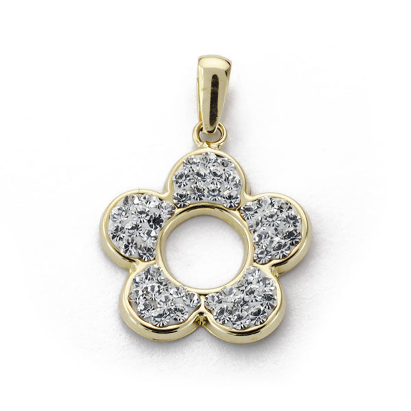 Colgante Flor Circonita 16 x 14 mm de oro amarillo 9K