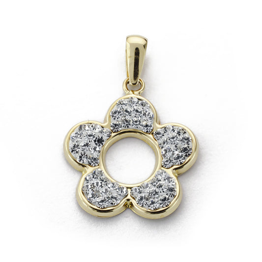 Colgante Flor Circonita 16 x 14 mm de oro amarillo 9K