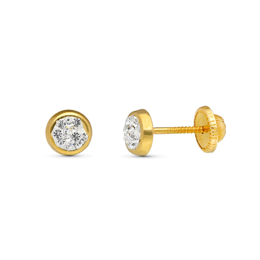 9K PENDIENTES ORO AMARILLO CIRCONITA CUAJO 5X5 MM CIERRE TUERCA