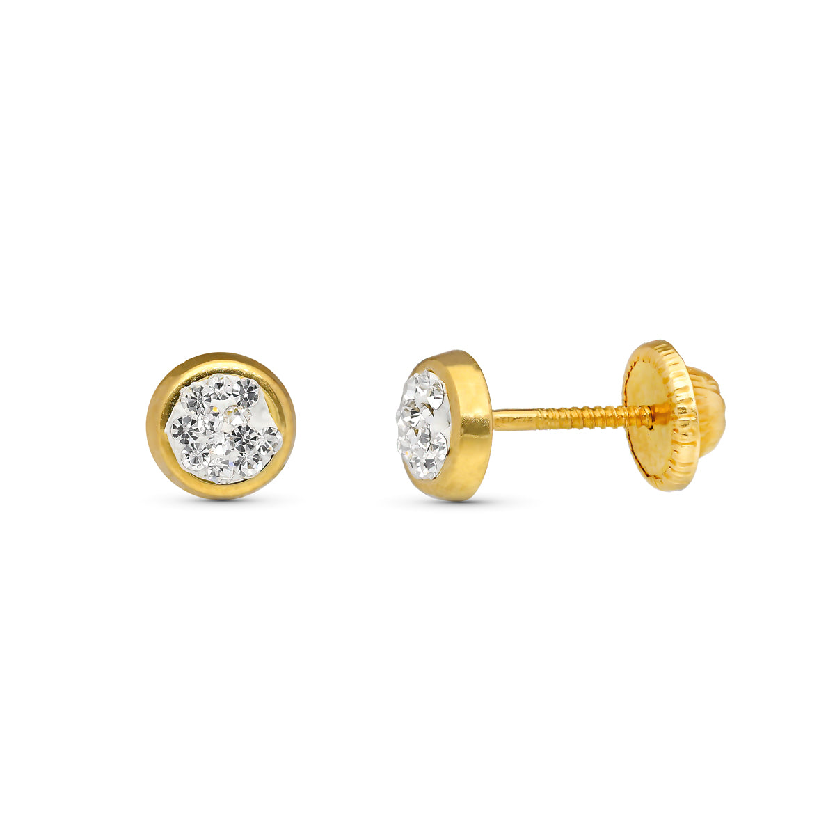 Pendientes Circonita Cuajo 5 x 5 mm Cierre Tuerca de oro amarillo 9K