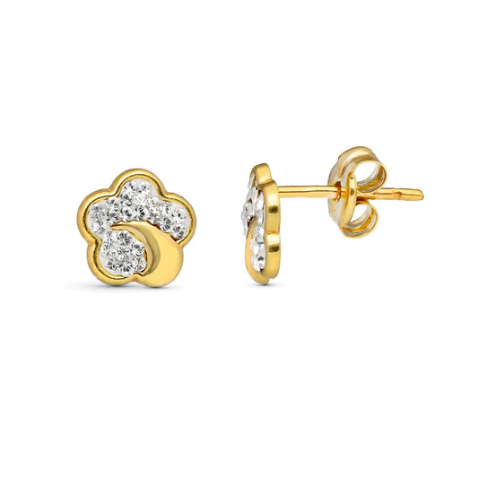 Pendientes Margarita con Circonitas 8 x 8 mm. de oro amarillo 9K
