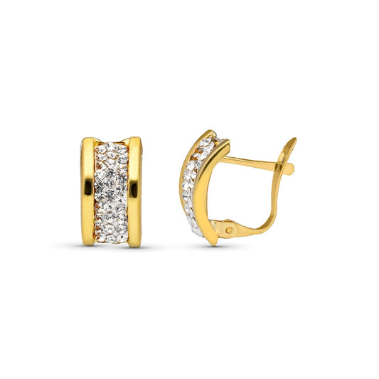 Pendientes Bandas Circonita 12 x 7 mm catalán de oro amarillo 9K