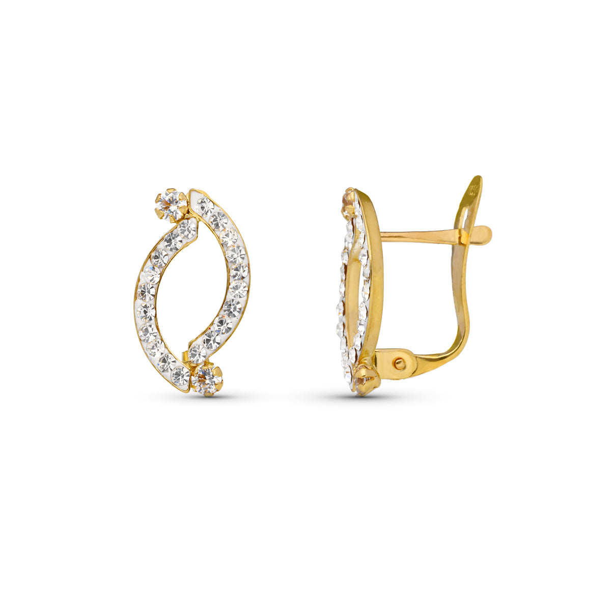 Pendientes Bandas con Circonita 13 x 7 mm de oro amarillo 9K