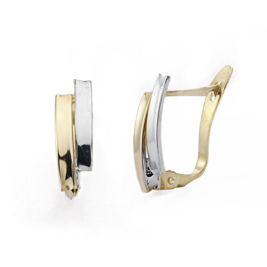 9K PENDIENTES BANDAS BICOLOR 12X4 MM