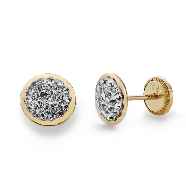 Pendientes Circonita 6 mm Cierre Tuerca de oro amarillo 9K