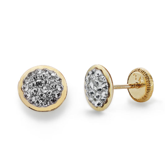 Pendientes Circonita 6 mm Cierre Tuerca de oro amarillo 9K