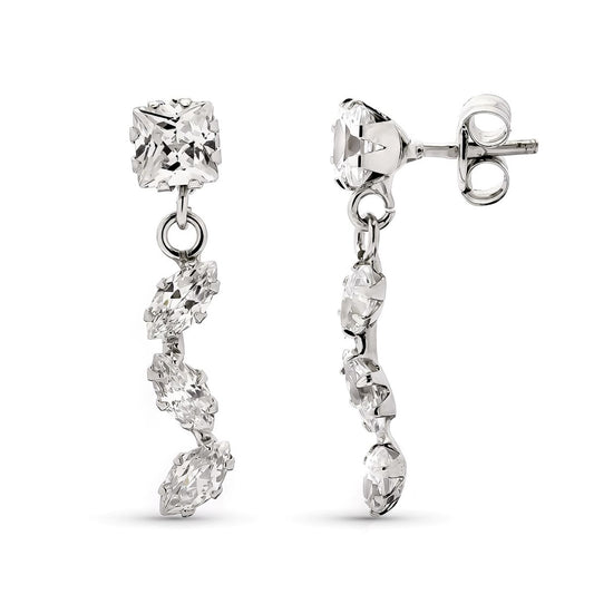 Pendientes Carre y Marquis 20 x 4 mm de oro blanco 9K