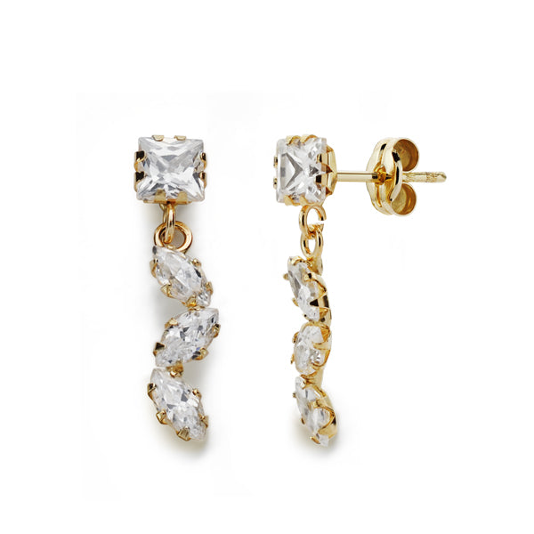 Pendientes Circonita 19 x 4 mm de oro amarillo 9K