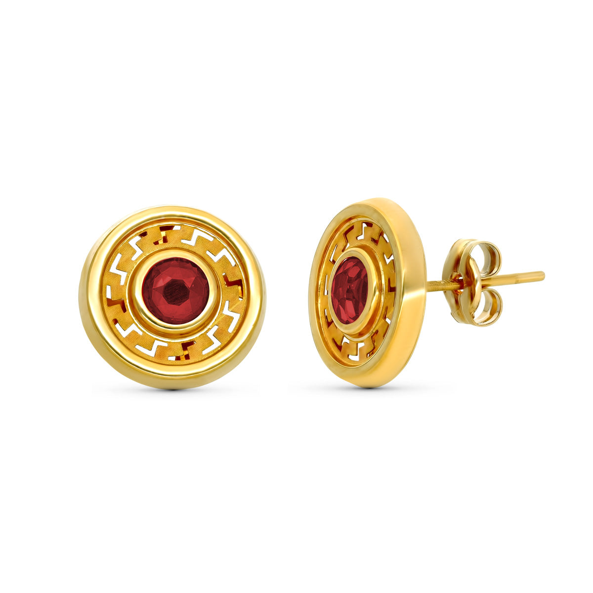 Pendientes 11 mm Piedra Roja de oro amarillo 9K