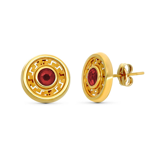Pendientes 11 mm Piedra Roja de oro amarillo 9K
