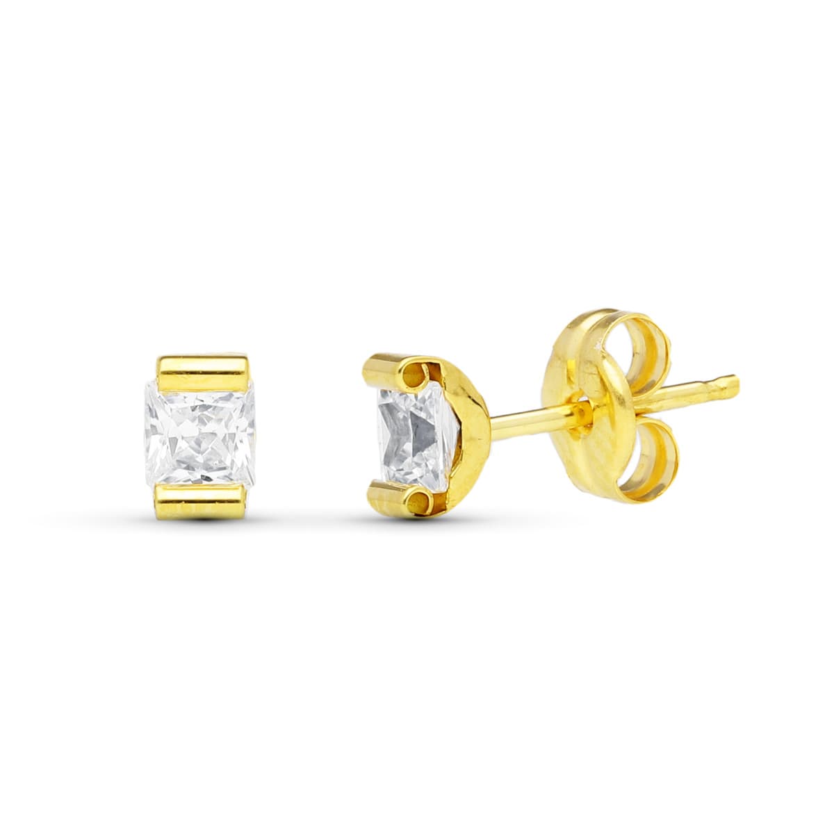 Pendientes Garra Curva Piedra 4 x 3 mm de oro amarillo 9K